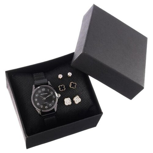 фото Подарочный набор 2 в 1 "bolingdun": наручные часы, d=2.8 см, серьги 5256907 yandex market