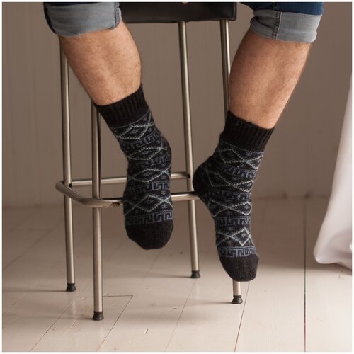 фото Мужские носки бабушкины носки, 1 пара, классические, размер 41-43, черный, белый