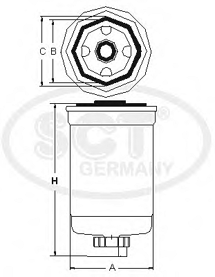 SCT GERMANY st6125 (0201117010 / 319222B900 / 319223E10A) топливный фильтр Sorento (Соренто) II / hyu Santa fe (Санта фе)