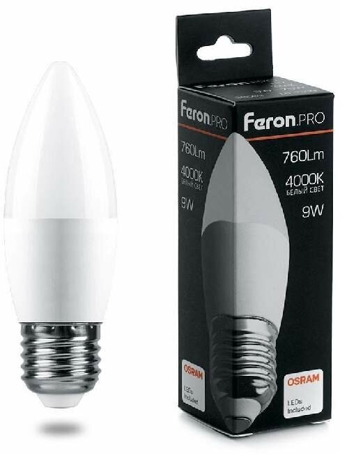 Лампа светодиодная Feron E27 9W 4000K Матовая LB-1309 38063