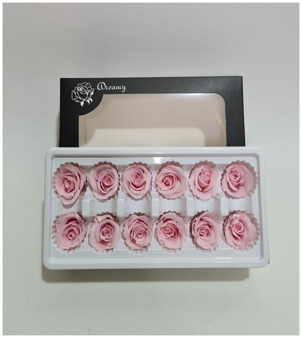 Стабилизированные розы. Бутон без ножки. Размер 3-4 см. Цвет розовый персик Упаковка 12 шт.