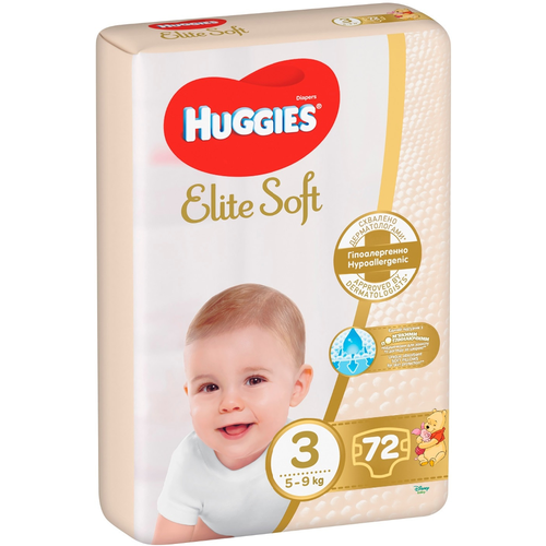 фото Подгузники huggies elite soft 3 (5-9кг), 72 шт