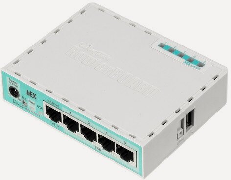 Изображение товара Роутер MIKROTIK hEX, белый [rb750gr3]