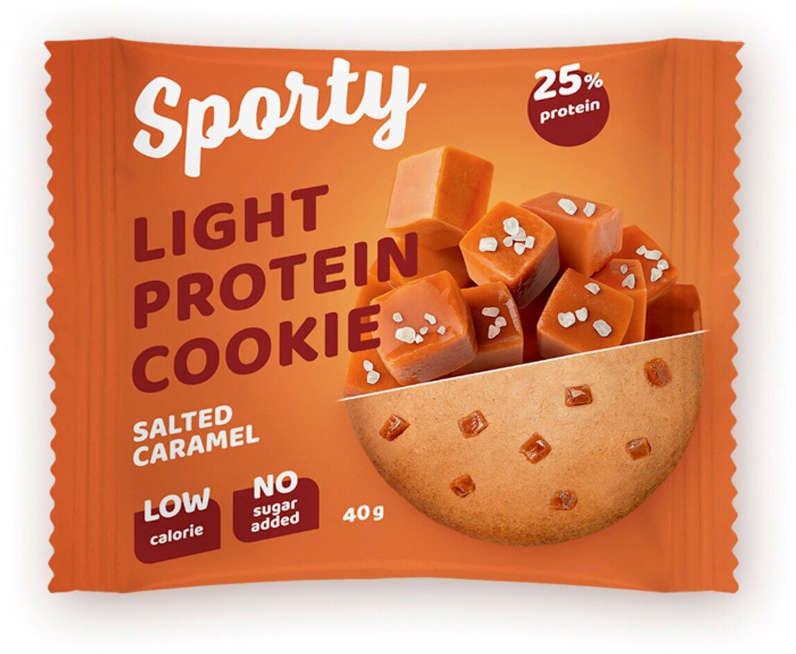 SPORTY Печенье SPORTY Protein Light без сахара "Соленая карамель", 12шт*40г, SPORTY - фотография № 2