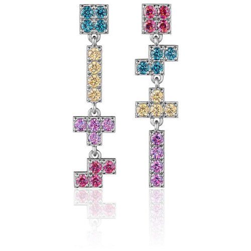 Серьги серебряные с камнями TETRIS THING JEWELRY