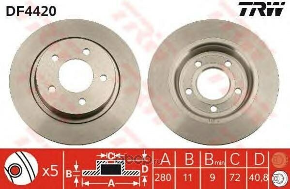 Диск тормозной задний mazda 3/5/premacy trw df4420