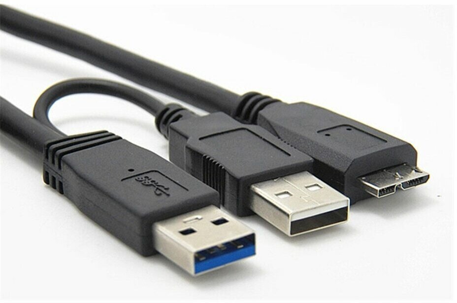 Кабель для внешнего жесткого диска HDD (USB 3.0/microUsb 3.0) 50см с дополнительным питанием