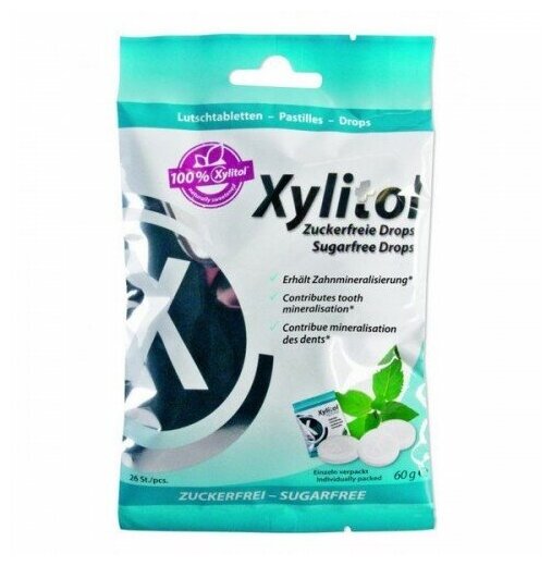 Xylitol Functional Drops профилактические леденцы с ксилитом, 60 г, мята