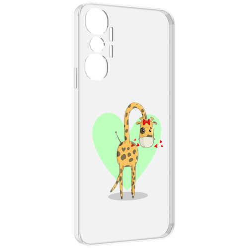 Чехол MyPads Влюбленный жираф 14 февраля для Infinix Hot 20 4G задняя-панель-накладка-бампер