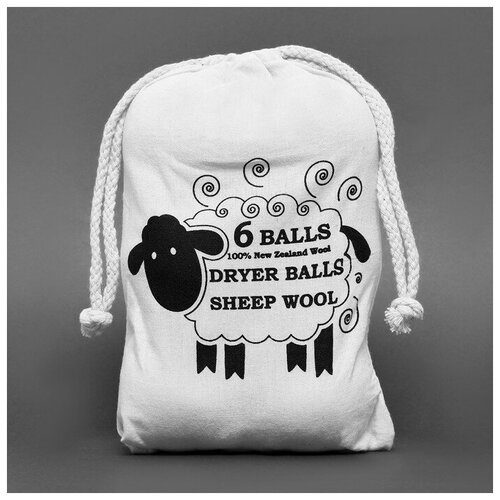 Шерстяные шарики для стирки и сушки белья 6 см с рисунком 25 гр6 шт 1131₽