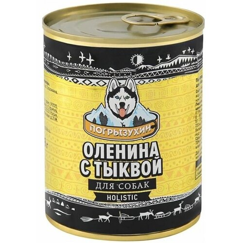 Консервы для собак Погрызухин, Оленина с тыквой 338г, 12 штук