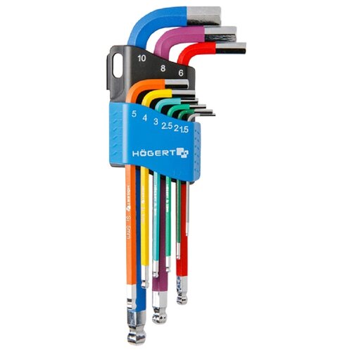 Набор имбусовых ключей Hogert HT1W806, 9 предм., разноцветный набор имбусовых ключей hogert ht1w806 9 предм разноцветный