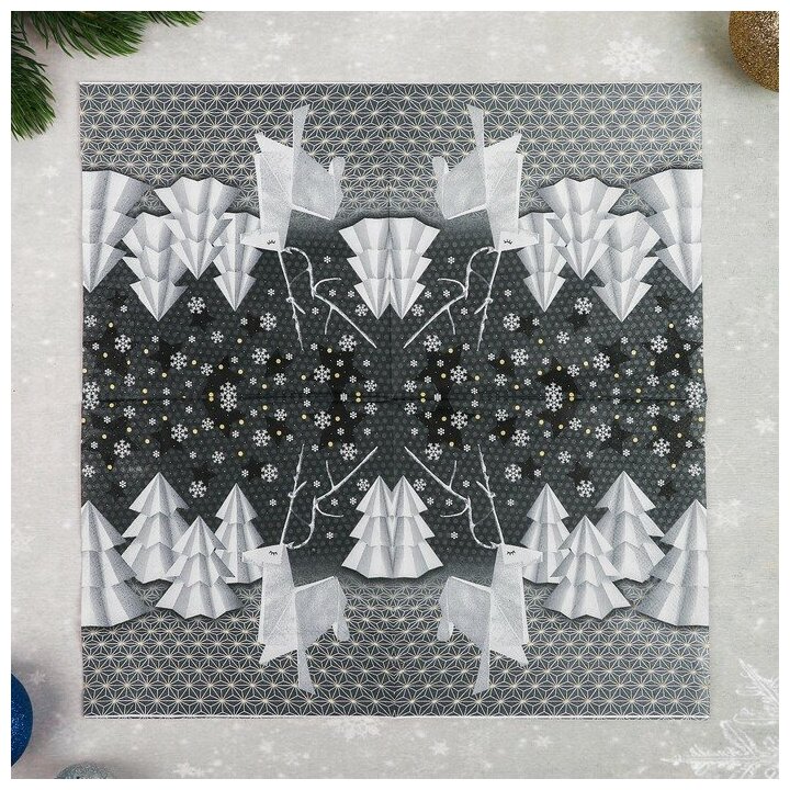 Салфетки бумажные «Новогоднее оригами», 33х33 см, набор 20 шт. - фотография № 2