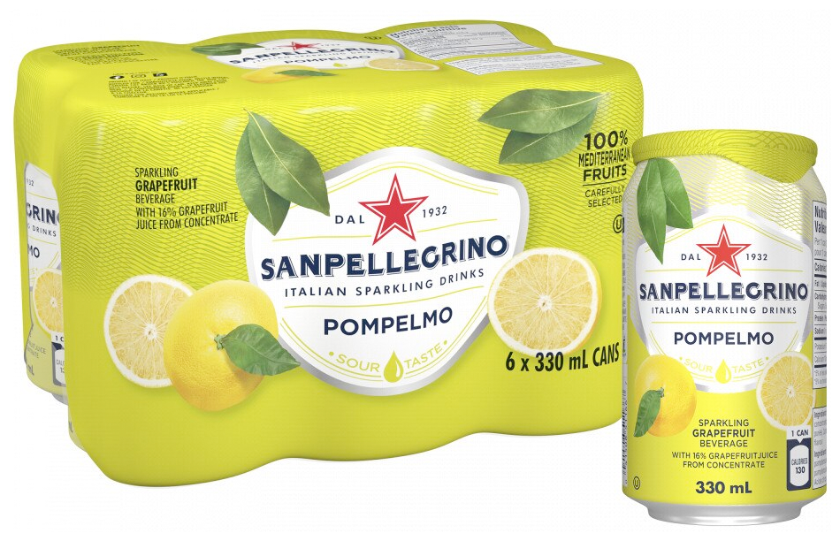 Газированный напиток Sanpellegrino Pompelmo Грейпфрут, 0.33 л, 6 шт. - фотография № 1