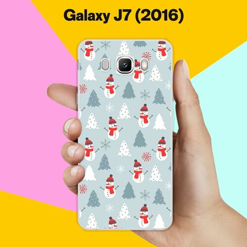 Силиконовый чехол на Samsung Galaxy J7 (2016) Узор новогодний / для Самсунг Галакси Джей 7 (2016) силиконовый чехол на samsung galaxy j7 2016 рождественский пейзаж для самсунг галакси джей 7 2016