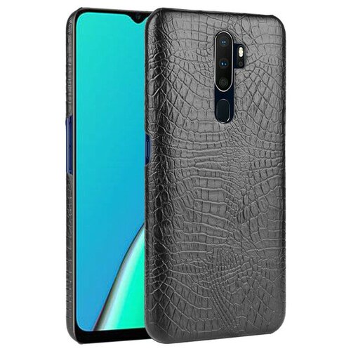 фото Чехол панель бампер mypads для oppo a5 2020 элегантный тонкий на пластиковой основе с дизайном под кожу крокодила черный