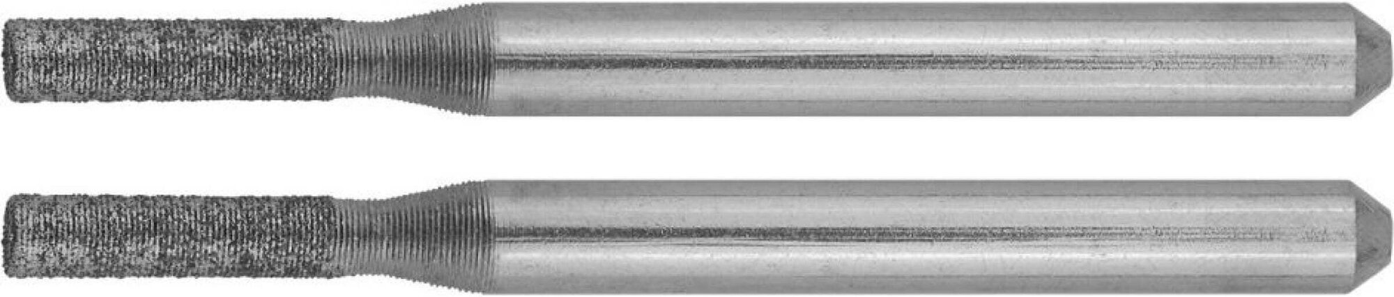 Алмазные мини-шарошки Зубр 35921 диаметр 2.3x10x3.2мм длина 38 мм 2 шт.