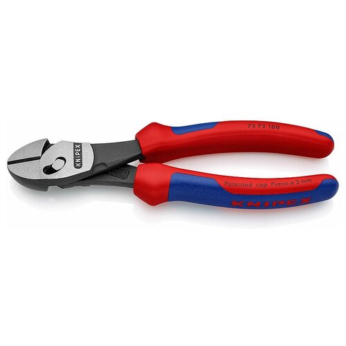 фото Knipex twinforce® бокорезы, рез: мягкая проволока d 5.5 мм, проволока средней твёрдости d 4.6 мм, твёрдая проволока d 3.2 мм, рояльная струна (hrc 59) d 3 мм, 180 мм, чёрные, 2к ручки, блистер