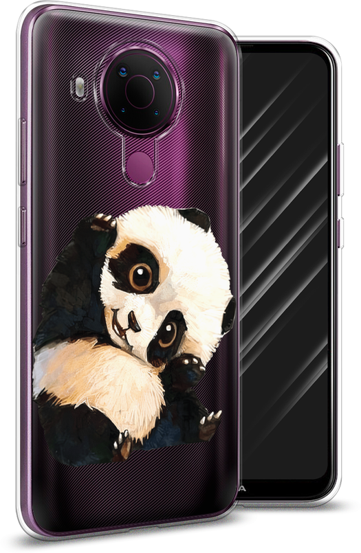 Силиконовый чехол на Nokia 5.4 / Нокия 5.4 "Большеглазая панда", прозрачный