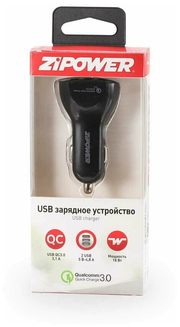 ZIPOWER Автомобильное зарядное устройство ZIPOWER 3 USB 12В PM6648