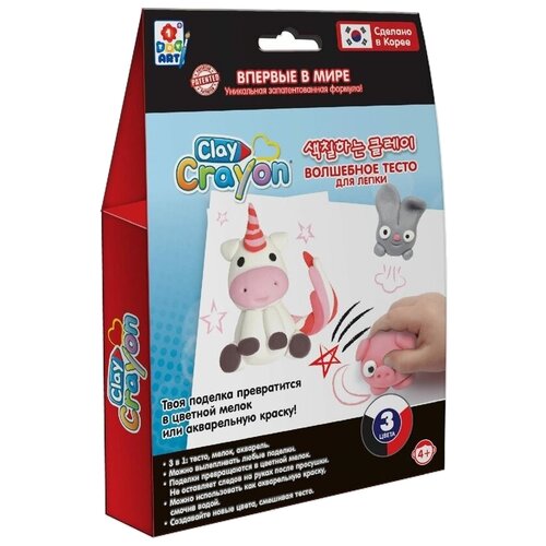 Масса для лепки 1 TOY Clay Crayon Единорог 3 цвета по 30 г (Т19013) 3 цв.