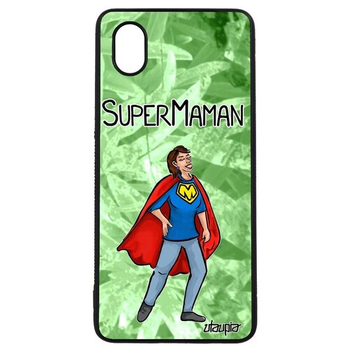 фото Защитный чехол на смартфон // galaxy a01 // "супермама" комичный юмор, utaupia, светло-зеленый