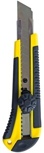 Бибер 50117 Нож строительный усиленный обрезиненный корпус с круглым фиксатором 18мм (24/144)