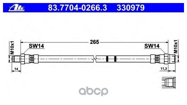 ATE 83.7704-0266.3 Тормозной шланг