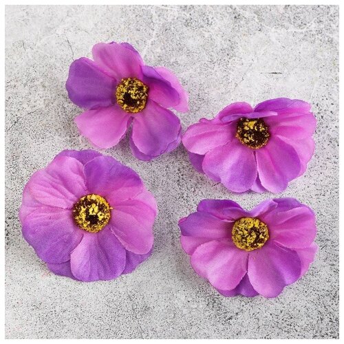 фото Набор декоративных цветов 4 см, 4 шт, фиолетовый mikimarket