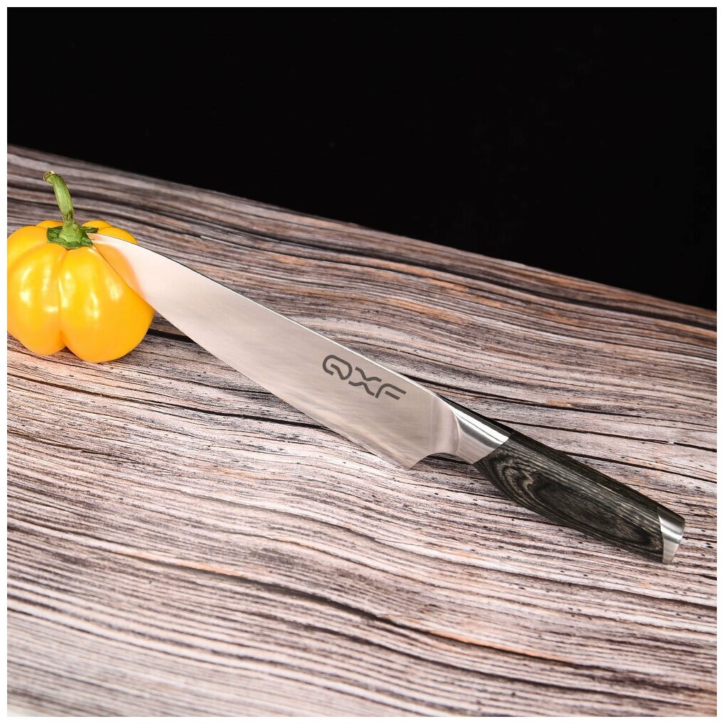 Кухонный нож «шеф» QXF R-5128 (поварской нож Гюйто), длина лезвия 21 см. - фотография № 3