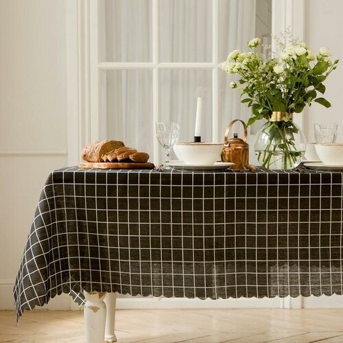 Скатерть Клеткацв черный 145х200 3см100 пэ рогожка 130 грм 2290₽