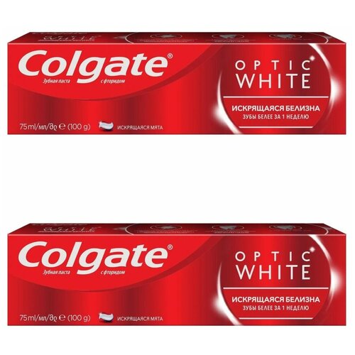 Colgate Зубная паста Optic White, 75 мл, 2 штуки паста зуб colgate optic white 75мл