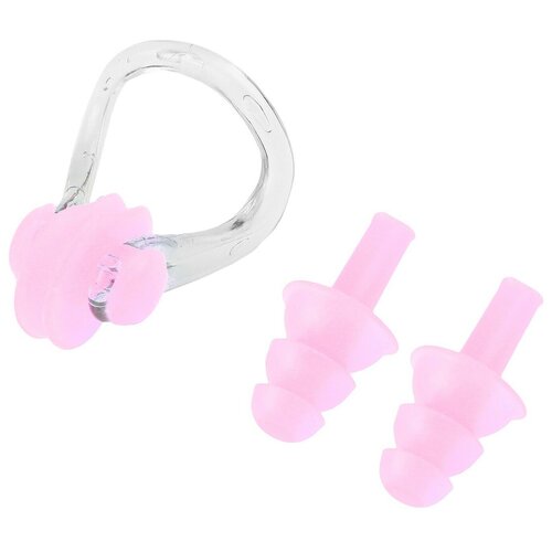 Набор для плавания: зажим для носа, беруши, цвет розовый очки для плавания детские
