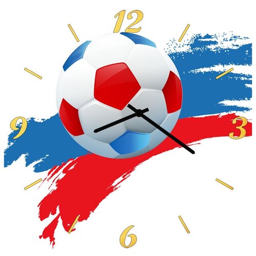 фото Svs настенные часы svs 3002098 футбольный мяч в цвете флага рф
