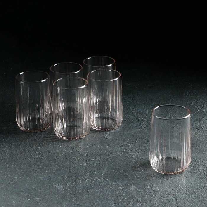 Paşabahçe Набор стеклянных стаканов Nova, 6 шт, 135 мл, розовый