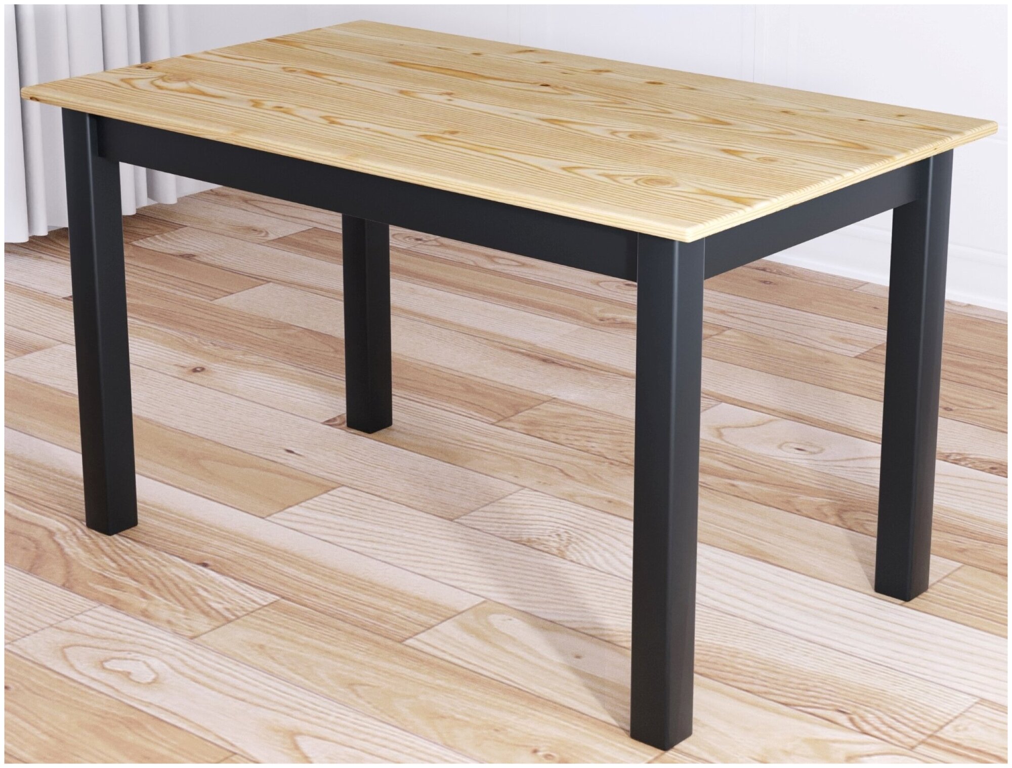 Стол кухонный Классика из массива сосны, лакированная столешница 20 мм и ножки цвета антрацит, 110х60х75 см