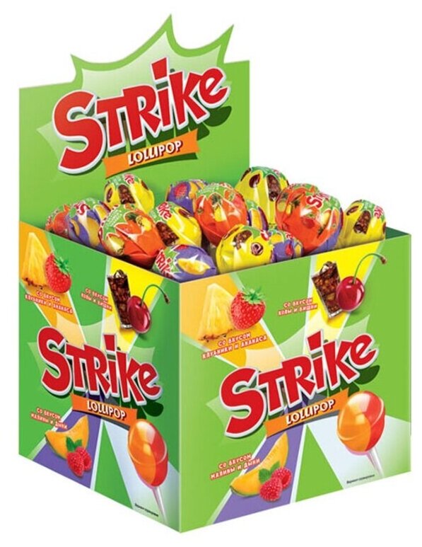 Strike Карамель на палочке с двойными вкусами, 50 шт по 11,3 г