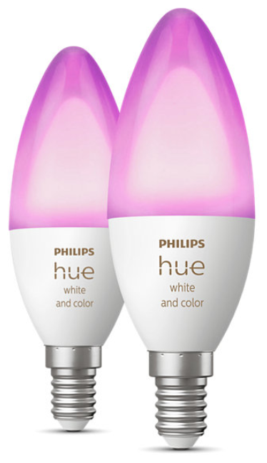 Набор из 2 умных ламп Philips Hue WCA 5.3W B39 E14 RUS 2p RGBW (929002294210)