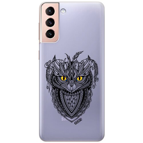 фото Ультратонкий силиконовый чехол-накладка transparent для samsung galaxy s21 plus с 3d принтом "grand owl" gosso