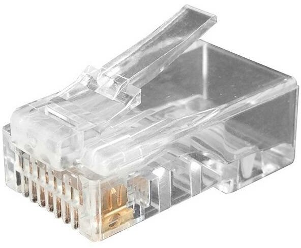 Коннектор Hyperline, RJ45(8p8c), кат. 6, неэкр, для одножильного и многожильного кабеля, 100 шт, цвет: прозрачный