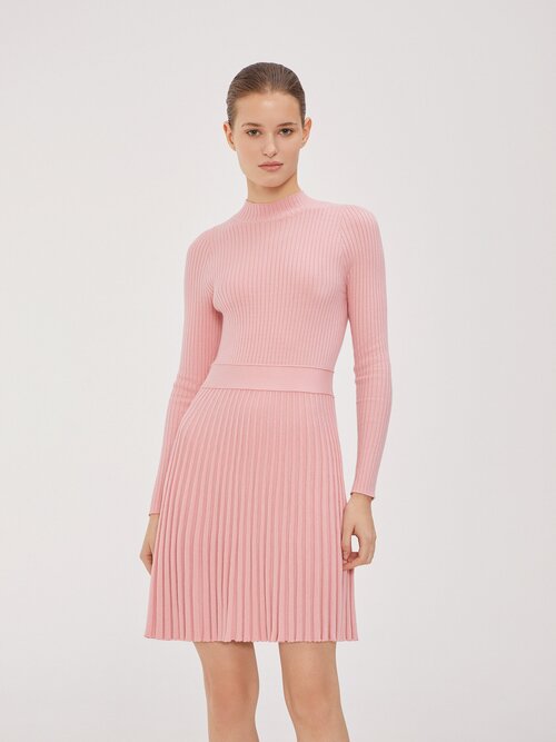 Платье-лапша To Be Blossom, прилегающее, мини, пояс на резинке, размер XS, розовый