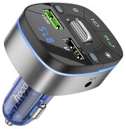 Bluetooth FM модулятор, E71, HOCO, 1 USB QC3.0+1 USB 5V/0.5A (music interface), темно-синий