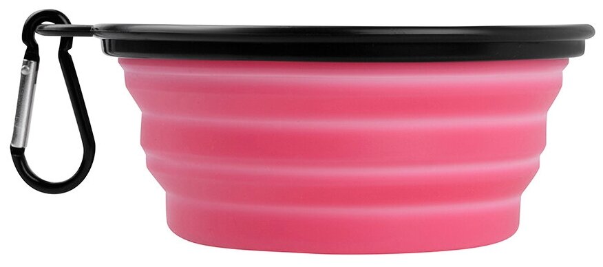 Миска складная силиконовая для животных STEFAN, размер S розовая, 450 мл WF72907 / дорожная складная миска для собак, кошек с карабином - фотография № 4