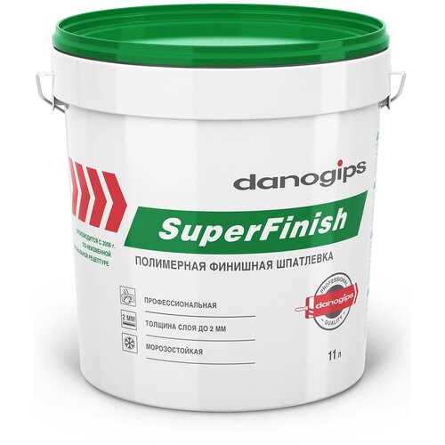 danogips шпаклёвка готовая финишная danogips superfinish 18 1 кг Шпатлевка Danogips SuperFinish универсальная 11 л / 18 кг