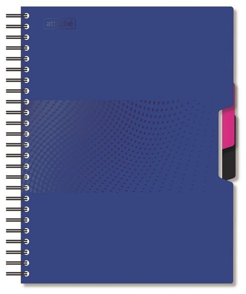 Бизнес-тетрадь Attache А5, 140 листов, клетка, спираль, пластиковая обложка, 2 разделителя, Digital, синяя (1059958)