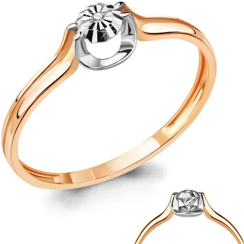 фото Золотое кольцо aquamarine 963936к с бриллиантом diamant-online