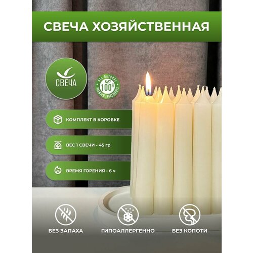 Свечи парафиновые хозяйственные столбик ГОСТ 45 гр. 15х2.3 см. 67 шт.