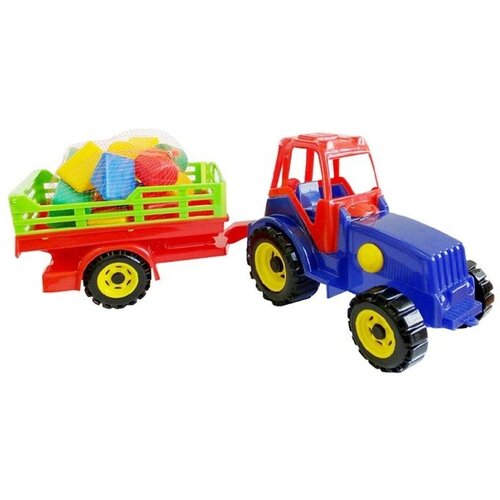 Трактор с прицепом, с конструктором трактор с прицепом наша игрушка без механизма m1193