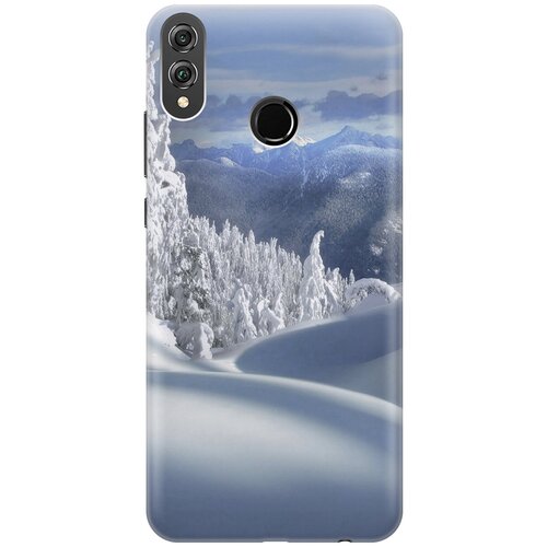 фото Силиконовый чехол на honor 8x / хонор 8х с принтом "заснеженный лес и горы gosso