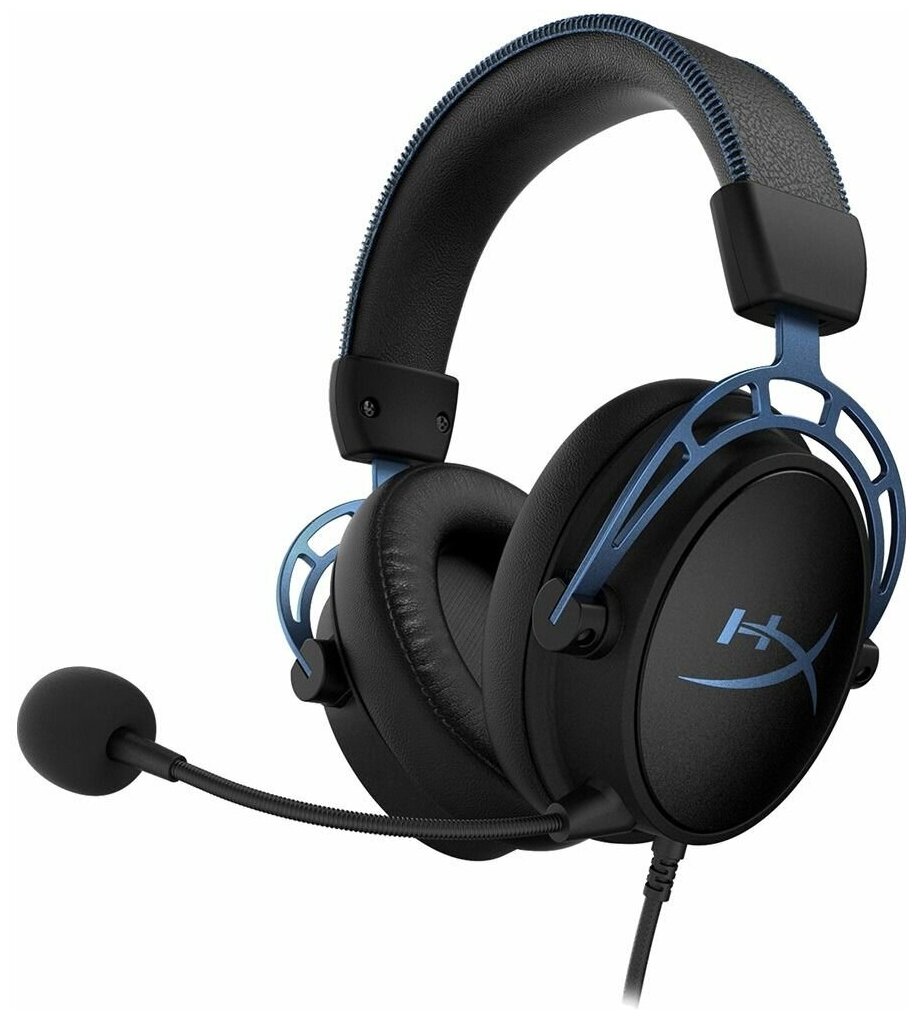 Гарнитура игровая HYPERX Cloud Alpha S, для компьютера и игровых консолей, мониторные, черный / голубой [4p5l3aa]